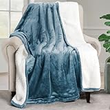 Utopia Bedding Sherpa Blanket Throw Size (Stone Blue, 50x60 Inches) - Soft Lightweight Plush Fleece Reversible Blanket for Bed, Sofa, Couch, Camping and Travel