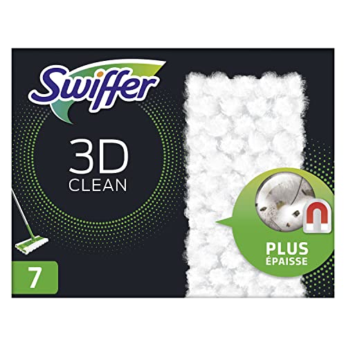 Swiffer Miotła do czyszczenia kurzu 3D Wkłady suche chusteczki podłogowe, 84 jednostki (12 x 7), pyłoszczelne, łapanie i zatrzymywanie kurzu