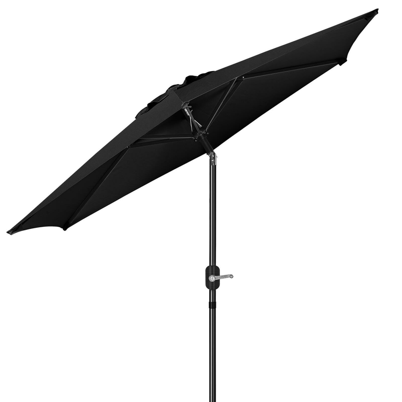 7.5FT Patio Umbrella with Tilt & Crank for Garden and Terrace, 6 Sturdy Ribs(Black) - Yardlab