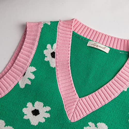 Image of Women's Sweater Vest,Y2K Sleeveless Pattern Preppy Style Knitted Crop Tank Top for Girl