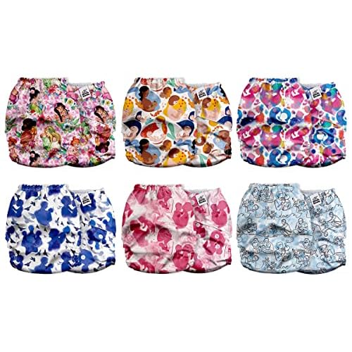 Mama Koala 3.0 Cloth Diapers for Babies with AWJ Lining, 6 Pack with 12 5-Layer Bboo(No Microfiber) Cloth Diaper Inserts - Reusable and Washable Pocket Diapers(12-My Warm Heart)