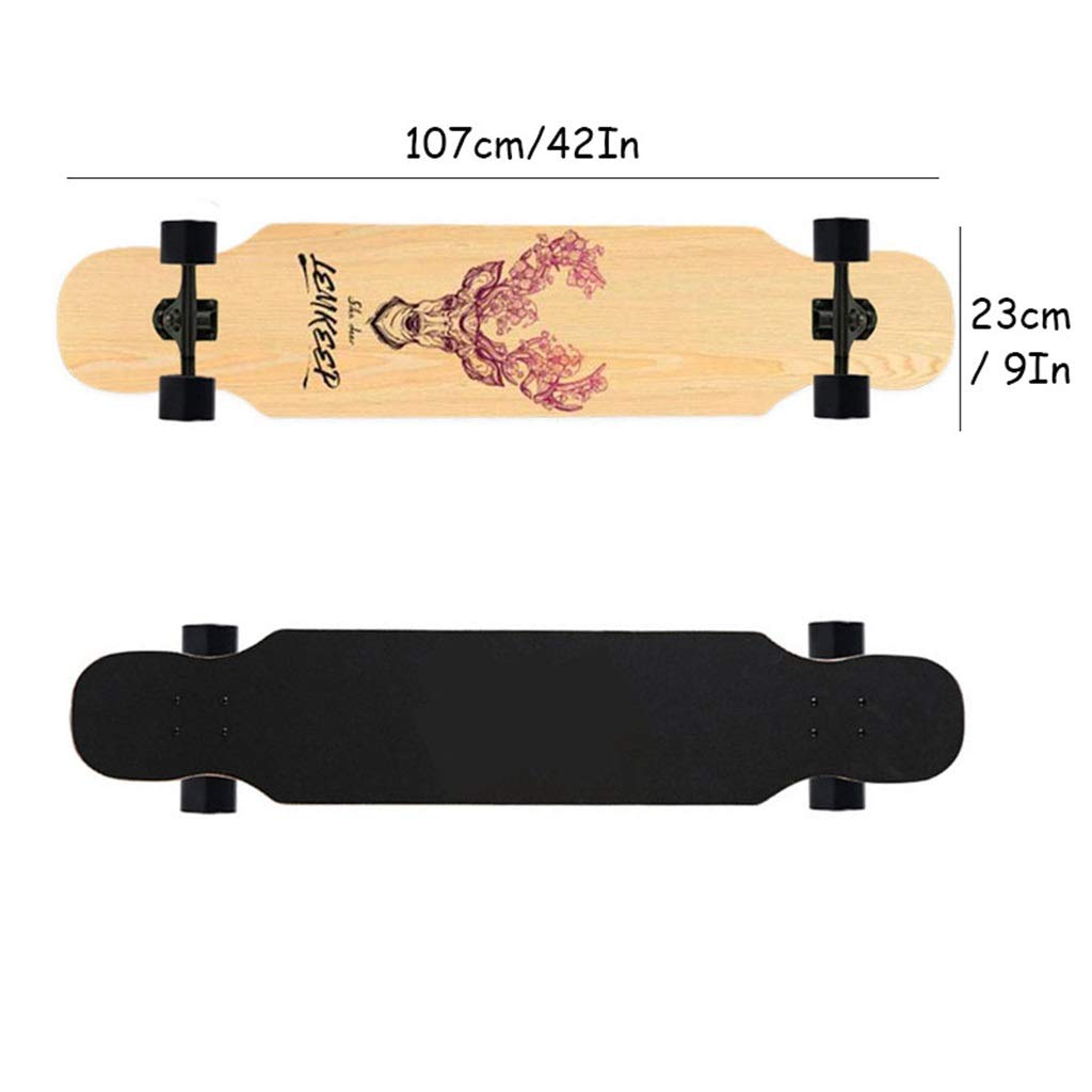 YEENUO 42x9 pouces Longboard Skateboard Cruiser Drop Through 8 Plis Maple Complete Longboards Skateboard Dancing, Cruising, Curving, Freeride Slide, Freestyle et Downhill Freestyle Cruiser pour adol