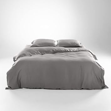 Olive + Crate Tencel King Duvet Cover Set - Hypoallergenic, Cooling Lyocell, Eucalyptus Duvet Cover for Hot Sleepers with Two Pillowcases - Stone Gray 3-Piece