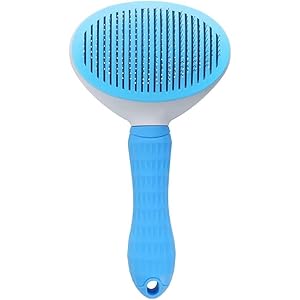 Dog Brush Cat Brush Grooming Comb,Self Cleaning Cat Dog Slicker Brushes with Smooth handle,Pet Grooming Tool with Cleaning Button for Cat Dog Shedding Tools Cat Dog Massage Clean Tangled Brush (blue)