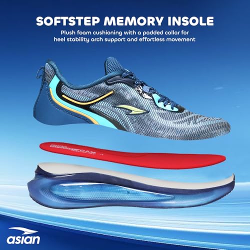Image of ASIAN Men POWERPLAY-17 Running and Casual wear Running Shoes with Laces, Lightweight and Comfortable Shoes with Upper Fabric and Phylon Sole for Men & Boys
