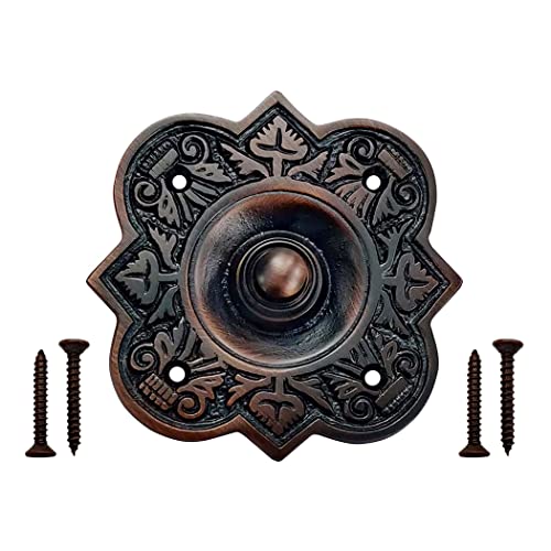 Akatva Doorbell Button With T Hinge Set – 4 Pieces Gate Hinges For Wooden Fences Heavy Duty – Bell Push Button – Doorbell Button Wired – Barn Hinges For Doors – Black Hinges – Oil Rubbed Bronze Finish #TOP6