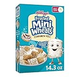 Kellogg's Frosted Mini-Wheats Cold Breakfast Cereal, Fiber Cereal, Whole Grain, Cinnamon Roll, 14.3oz Box (1 Box)