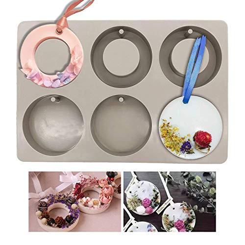 Image of Round Wax Sachet Mould Silicone Aroma Ring Tablets Mold Resin Bookmark Moulds Epoxy Pendant Crafts Fondant Jewelry Keychain Molds Wax Melts (ASM118)