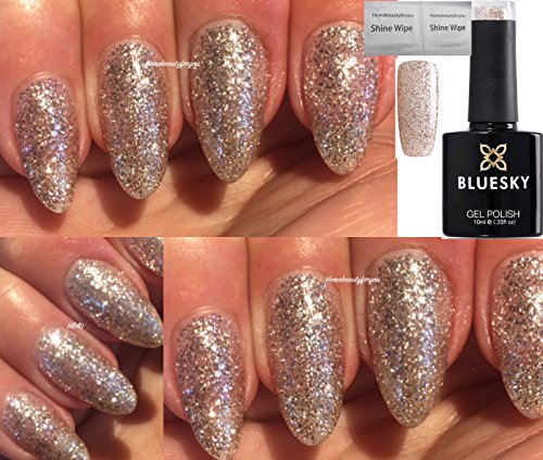 Bluesky Nail Gel Polish Gold Glitter Sparkle Dence Range DC07 UV LED Soak Off 10ml
