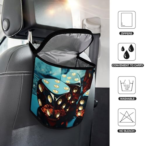 Cubo de basura redondo Dice Graphics para coche y bolsa de viaje 6