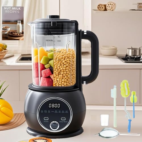 10 in 1 Heißer Mixer für Nussmilchmaschine, 1,559.2 g Soja, Mandel, Hafer, pflanzliche Basis, Babynahrungsmacher, 20 Klingen, automatische Soja-Maschine mit