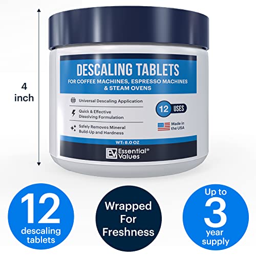 Coffee Cleaner Descaling Tablets - 12 Count Descaler Coffee Machine - For Jura, Miele, Bosch, Tassimo Espresso Machines And Miele Steam Ovens By Essential Values #TOP4