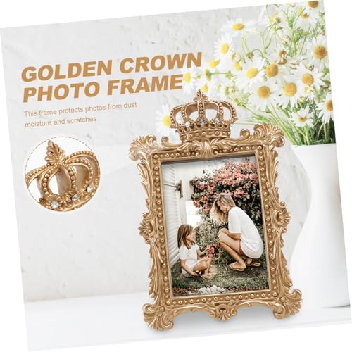 Cadre photo vintage 7 pouces doré avec strass Tofficu pour décoration rétro de bureau - 5