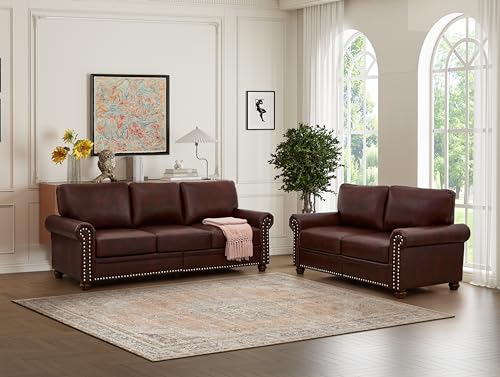 KEIKI 5 Seat Chesterfield Sofa, Retro Style Upholstered Faux Leather