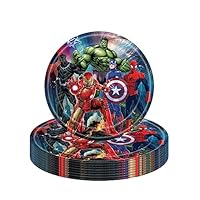 Marvel Avengers Superhero Paper Plates 7\",16Pcs Superhero Party Tableware Disposable Plate,Avengers Party Decorations Captain America Iron Man Paper Plates for Kids Boys Birthday Marvel Party Supplies