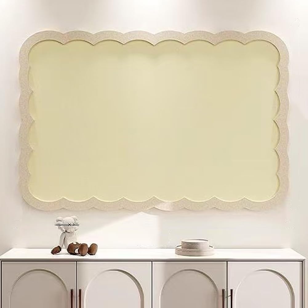 Felt Pin Board Decorative Corkboard Alternative,Foldable Felt Bulletin Board with 30 Pushpins,Self-Adhesive Vision Boards for Photo Memo DIY (Cream,80x60cm)