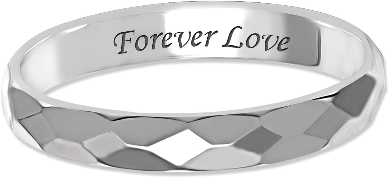 LeCalla 925 Sterling Silver Diamond-Cut Eternity Band Ring for Women | High-Polish Stackable Minimalist Engagement Ring | Multi-Faceted Silver Rings for Women | Sizes 7-9 No. - Image 4