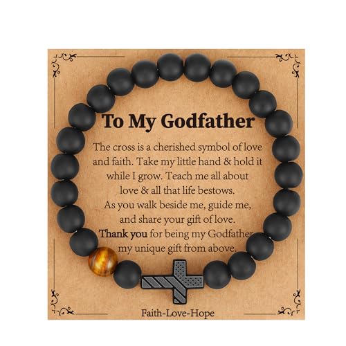 Gifts for Dad New Dad Stepdad Husband, American Flag Cross Beads Bracelet Jewelry Gifts for Father Men from Daughter Son Wife