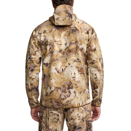 SITKA Alpha Fleece Hooded Waterproof Hunting Mens Camo Jacket, Optifade Waterfowl Marsh, Large