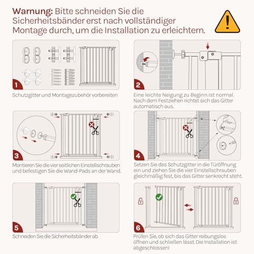WOLTU Treppenschutzgitter 75–87 cm, Türschutzgitter aus Metall, mit/ohne Bohren, Auto-Close, 90°-Stopp, beidseitig schwenkbar, 2 Riegel, einhändig zu öffnen,Schwarz