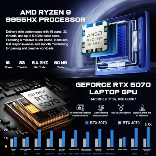 Image of ASUS ROG Strix G16 5070 300Hz Gaming Laptop, AMD Ryzen 9 9955HX, GeForce RTX 5070, 16 inch QHD+ 2.5K 300Hz IPS, 32GB DDR5, 2TB SSD, 4-Zone RGB Backlit KB, HDMI, Copilot, Windows 11 Home, w /Bundle