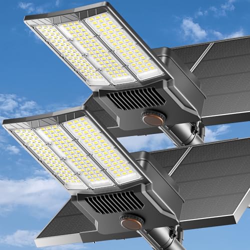 Adewalk 12000W Solar Street Light with Dual Solar Panels, Commercial Grade Parking Lot Lights with...