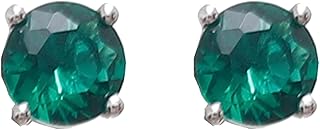 Felizmoda Silver Earrings Green Stone