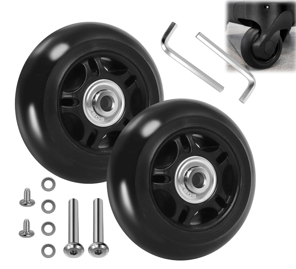 Gekufa Luggage Suitcase Replacement Wheels (76mm x 24mm) with ABEC 608zz Bearings, Inline Skate Wheels Repair Kit 1 Pair