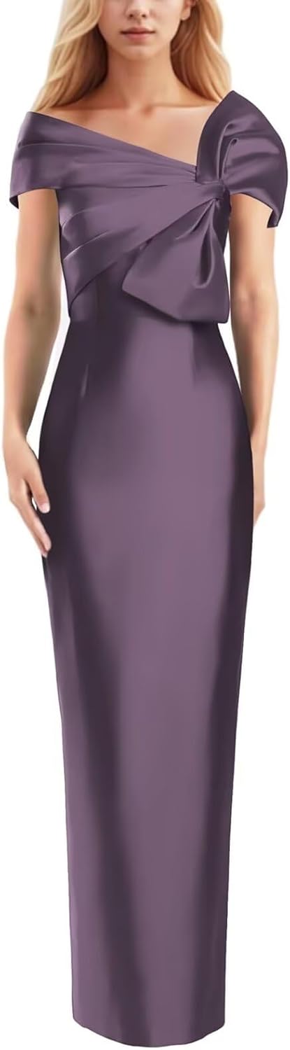 Womens Off The Shoulder Mermaid Prom Dress Satin Elegant Formal Evening Dress Floor Length Wedding Guest Dress