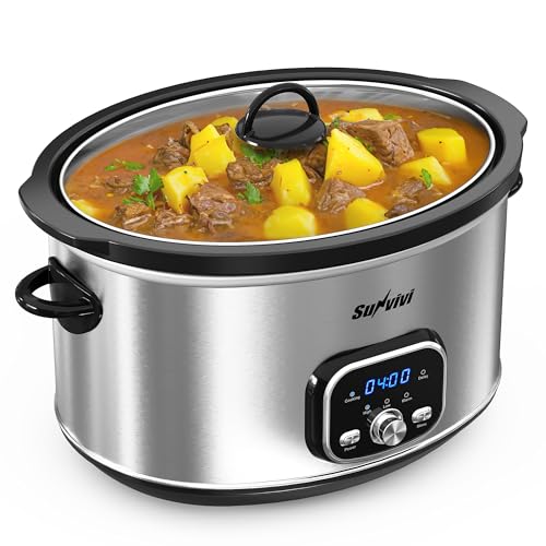 SUNVIVIPRO Programmable Slow Cooker with Delay Function, 8.5 QT Portable Multi-Cooker for Family and Gatherings, Food Warmer with Adjustable Temp, Warmer with Digital Timer, Dishwasher-Safe, Silver by SUNVIVIPRO - Image 9
