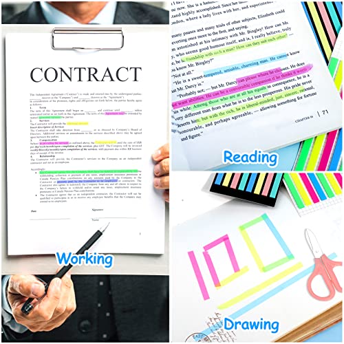 Baborui 1280Pcs Transparent Highlighter Tape, Removable Sticky Tabs For Annotating Books, Long Strips Page Markers Tabs With Scissor, Morandi Neon Clear Sticky Notes Aesthetic Office School Supplies #TOP6