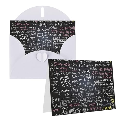 GDSHJKLW 算数式 空白のグリーティングカード 封筒付き 4インチ x 6インチ サンキューカード ノートカード あらゆる機会カード ホワイト クリスマス ホリデー 誕生日 卒業 記念日用