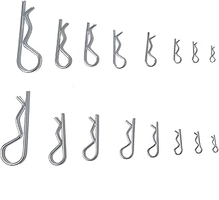 100 Pieces Cotter Pins Assortment Kit, Stainless Steel Cotter Pins R Clips Split Pins Retaining Spring Hitch Cotter for Trucks Tractors Lawn Mowers Cars Campers