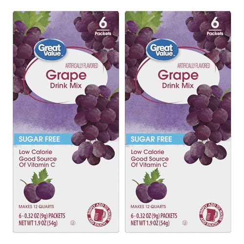 Drink Mix Bundle - 2 Pitcher Size Boxes with 6 Pitcher Packets Per Box - Low Calorie Flavorful Water Powder (2 Container Bundle, Grape)