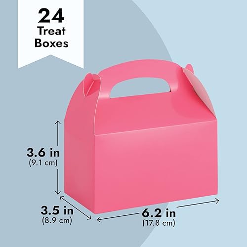 Miniatura 4 de BLUE PANDA Paquete de 24 cajas rosadas a dos aguas, cajas de fiesta rosas para cumpleaños de niños, recuerdos de fiesta, dulces, golosinas (6.2 x