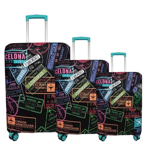 Image of Printed Luggage Cover for Traveling Bag & Suitcase - Stretchable & Scratchproof Trolley Protector with Velcro Lock & Lightweight Washable Material(Suitcase Bag Not Included, Only Cover in Product)