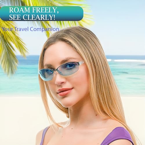 FBL Semi-Rimless Clear Smoke Tinted Eyeglasses Wrap Sunglasses A2162