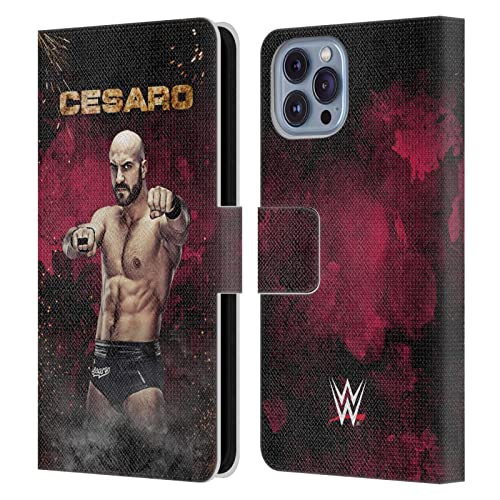 Étui portefeuille cuir WWE Cesaro pour iPhone 14 avec fentes pour cartes