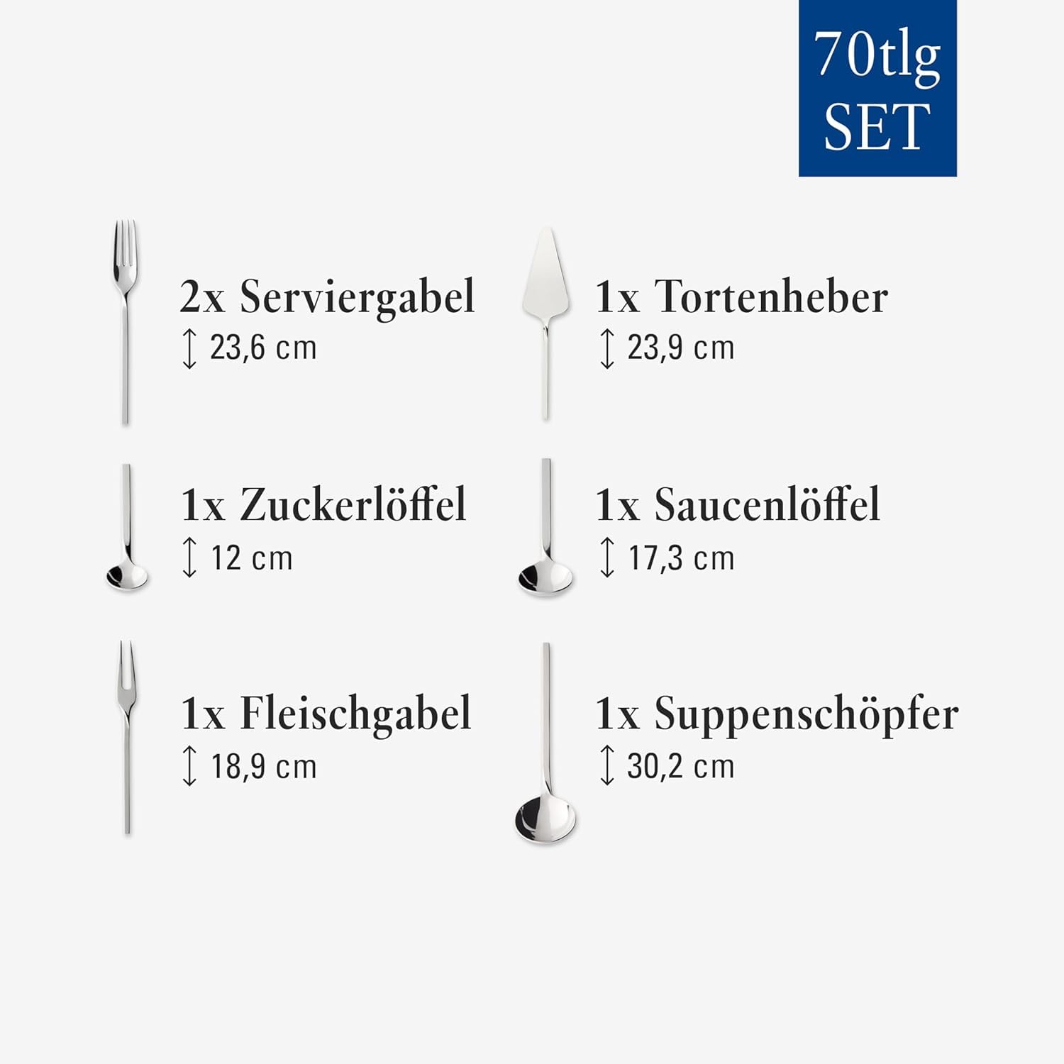 Villeroy und Boch NewWave sztućce stołowe dla maksymalnie 12 osób, 70-częściowy, stal nierdzewna