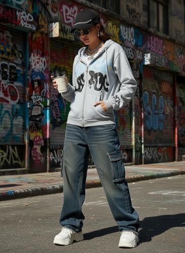 Unisex Y2K Graphic Zip Up Hoodie, Streetwear Sweatshirt for Women and Men - image 3