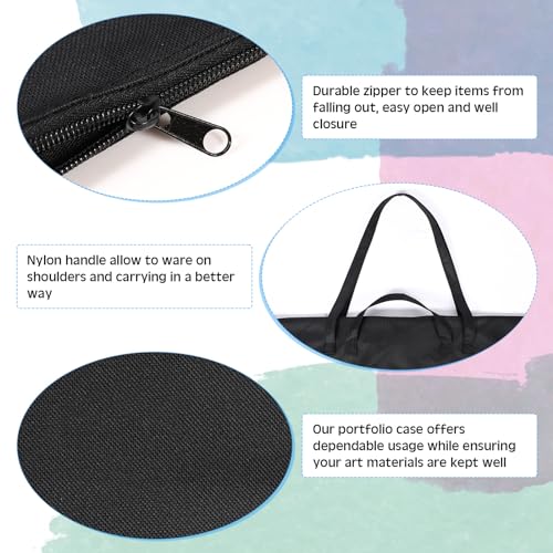 Image of Abbylike 6 Pcs 48 x 36 Inch Art Portfolio Bag Large Waterproof Nylon Carry Case Shoulder Strap Poster Board Painting Drawing Sketch Storage Artist Portfolio for Artwork Gift Supplies(Black)