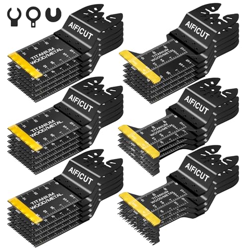 AIFICUT 31 PCS Multi Tool Blade Kits, Professional Titanium Oscillating Tool Blades for Metal, Wood,...