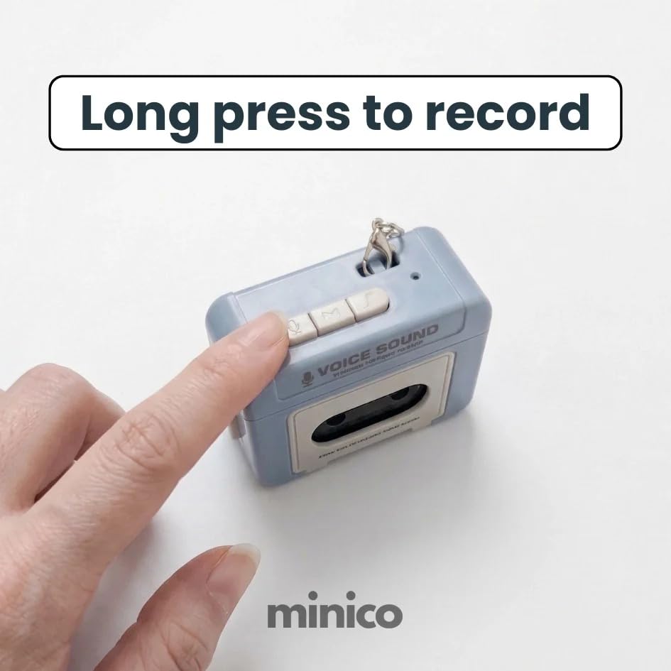 Image of Minico Mini Audio Recorder Retro Keychain | Retro Sound Recording Keychain | Cassette Tape Keychain Retro Style,Cute Portable Audio Recording Device Key Chain for Bag (Random Color) (Pack of 1)