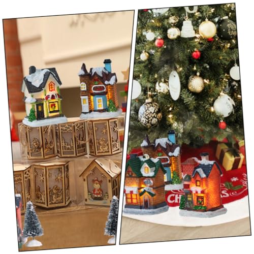 Casas luminosas de resina Veemoon decoradas con luces LED para Navidad pack de 10 unidades 5