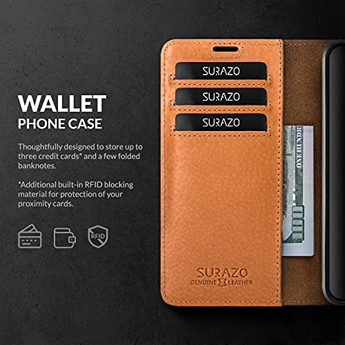 SURAZO Leather Wallet Mobile Phone Case Compatible with Google Pixel 6, Flip & Fold Smartphone Case with Stand, RFID Blocker - Image 2