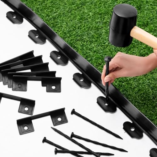 Sasylvia 2.5'' x 200' Landscape Edging Kit Edging Border Coil Include 120 Anchoring Spikes 10 Connectors Plastic Garden Border for Lawn Garden Grass Yard Home(Black) by Sasylvia - Image 4