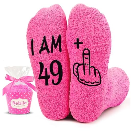 Bebila Birthday Gifts for Women Funny Socks for 30 40 50 60 70 Year Old Woman Birthday Gifts for Mom Sister Wife Friends (US, Alpha, One Size, Regular, Regular, I Am 50 Dark Pink)