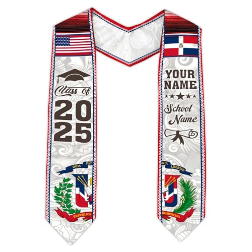 MonkeyVan Custom Dominican Sash Graduation, Dominicans Flag Graduation Sash 2025, Dominican Republic Graduation Stole Style 18