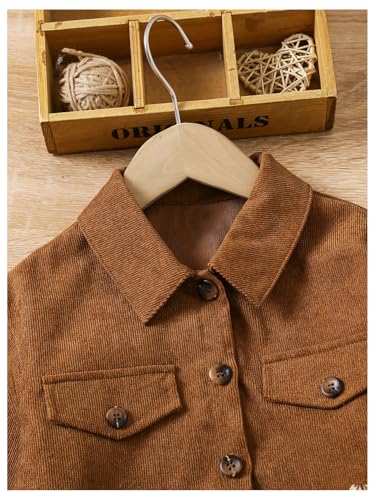 WDIRARA Girl's 2 Piece Outfits Floral Cami Dress Button Down Corduroy Jacket Set4