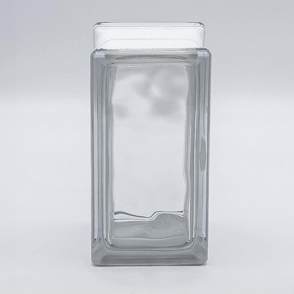 Basic Glasbaustein Halbstein Wolke Klar & Satiniert, 19x9x8 cm - 10 Stück